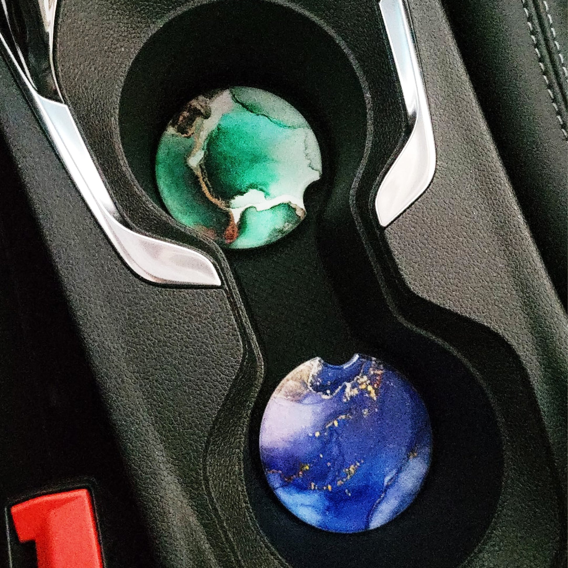 blue marble travel ceramic coaster for car in cup holder